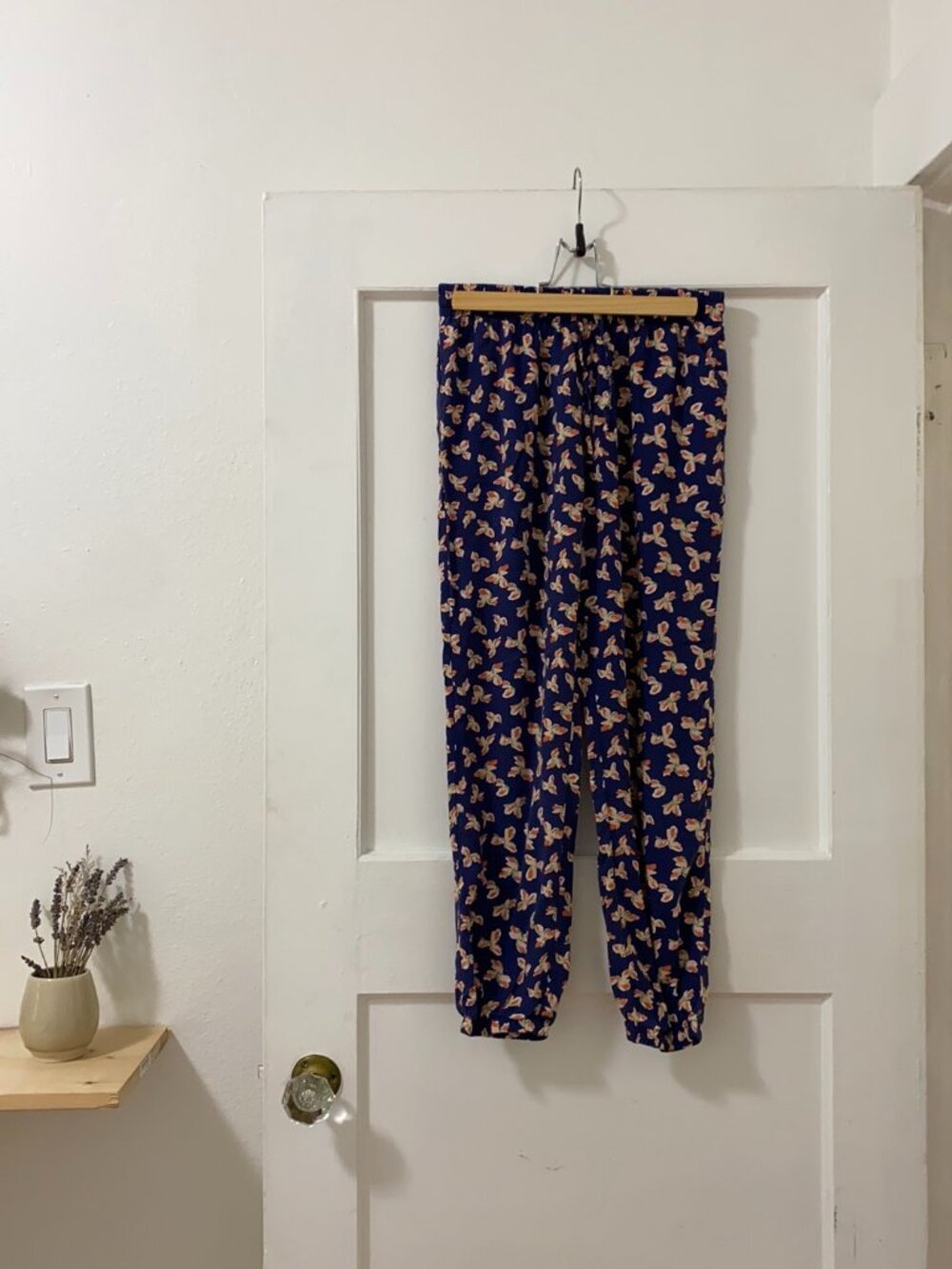Uniqlo Floral Drape Pull-On Pants Blue Pink XS